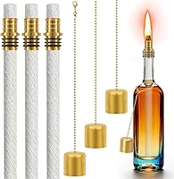 3-Pack Wine Bottle Torch Kit: Long-Life Fiberglass Wicks, Brass Holders & Caps for DIY Torch Lamps from Whiskey Bottles
