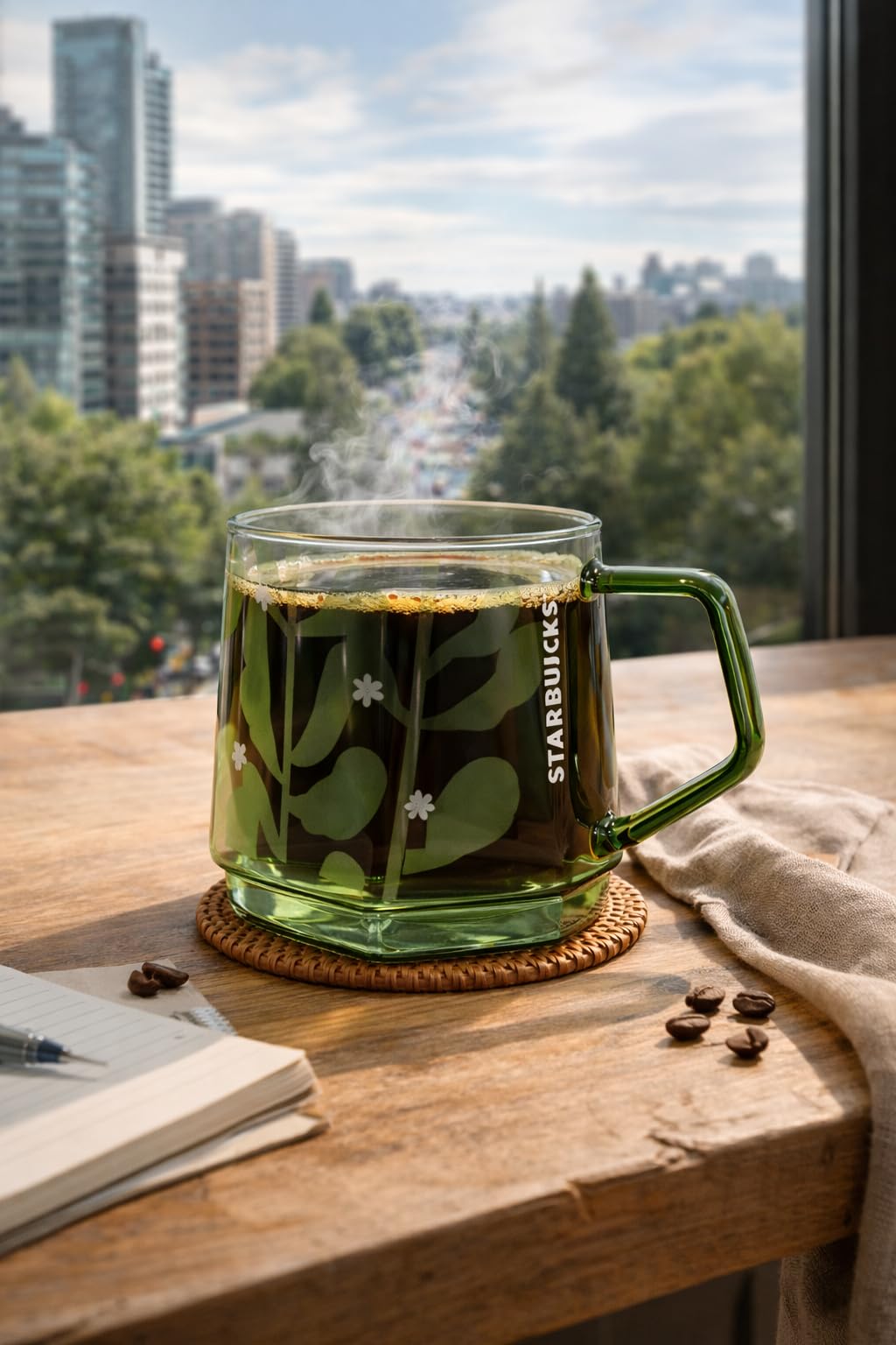 Amazon.com | Starbucks Botanical Glass Mug 12 oz  Green Transparent Glass Coffee  Mug with Floral Botanical Design & Handle: Coffee Cups & Mugs