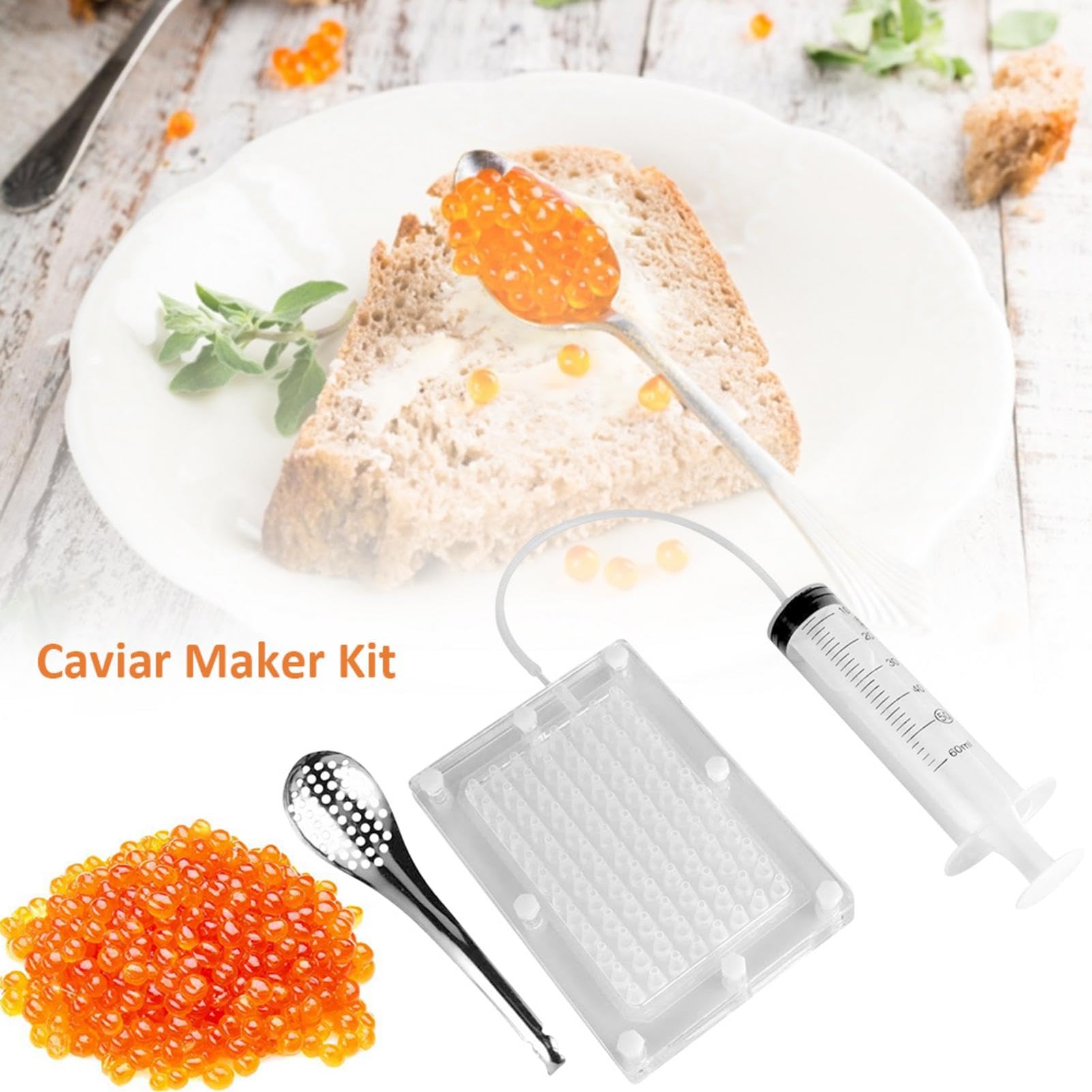 Caviar Maker Acril - versatile builder kaviar con tubo e cucchiaio | Strumento di sferificazione kaviar kit maker kaviar | Cucchiaio di sferificazione per semplice deliziosa cucina molecolare