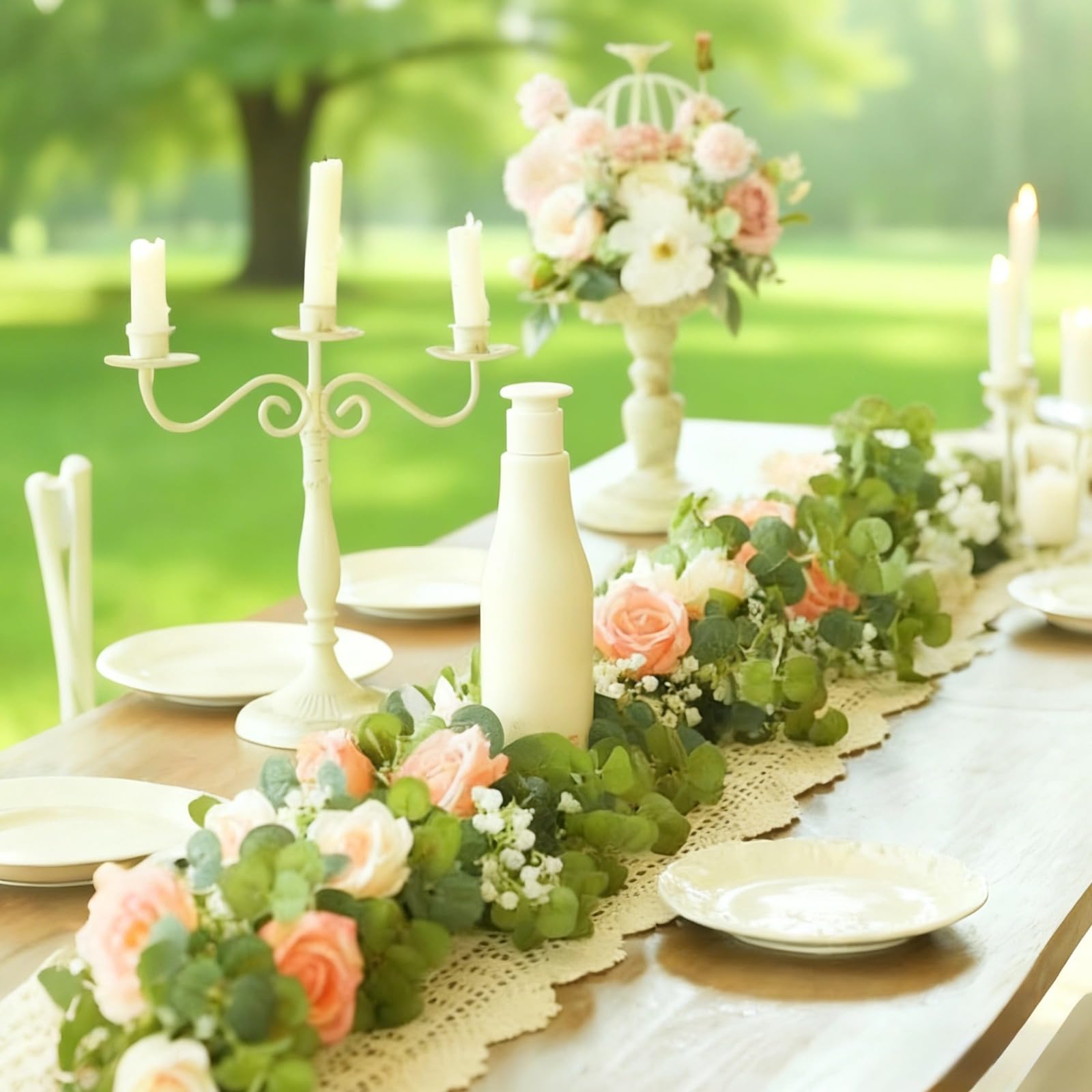 3 Stück Rosen-Girlande, 180 cm lang, künstliche Eukalyptus-Ranken mit üppigem Grün und realistischen Adern, biegsame Blumengirlande für Hochzeit, Heimdeko, Party-Hintergründe