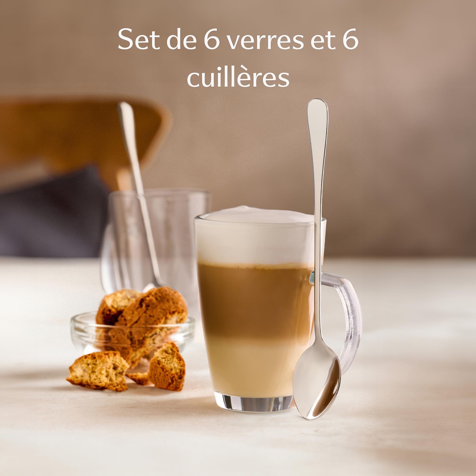 Cosumy 6 Tasses à Latte Macchiato avec Poignée et Cuillères Longues - 300ml  - Taille Idéale pour les Machines à Café - Lavable au Lave-vaisselle :  Amazon.com.be: Cuisine et maison