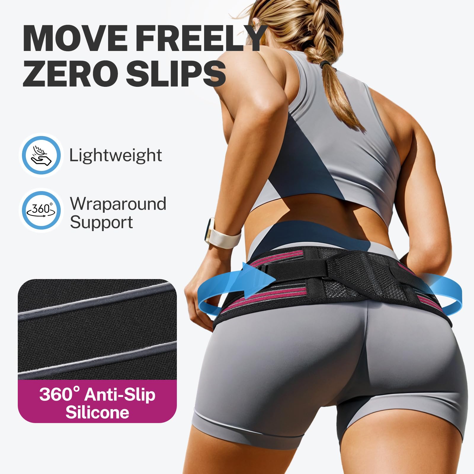 Fitomo ISG-Gurt mit X-förmiger Kompression – 360° Rutschfeste Rückenbandage für Damen & Herren zur Entlastung von Becken, Hüfte, Ischias & Iliosakralgelenk – Stabilisierende Becken- & Hüftstütze, M