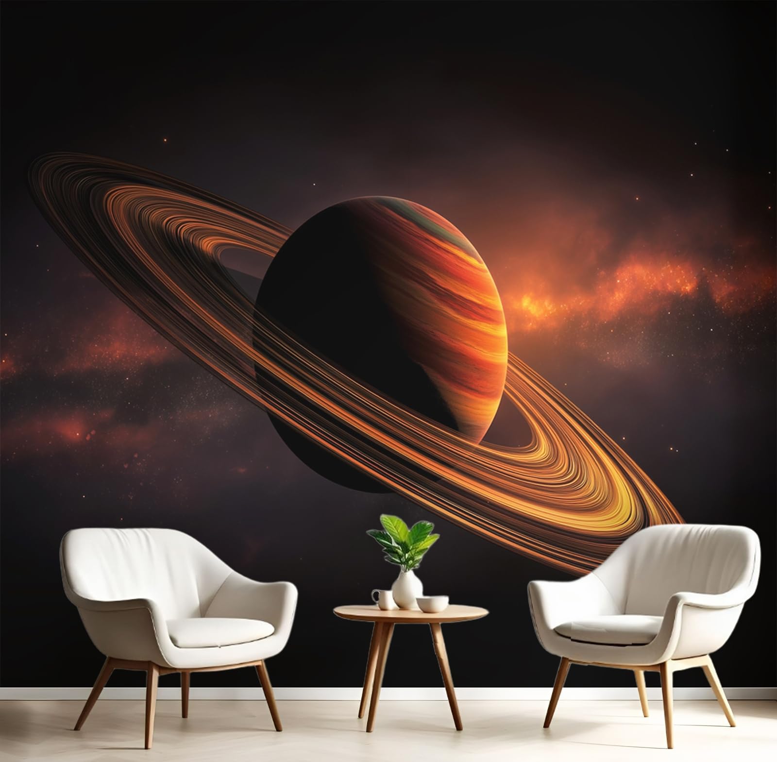 Mural de pared Saturno Astronomía Ciencia Ficción, Papel Pintado Fotográfico Seda, 350 x 256cm (ancho x alto) para Decoración del Hogar, Salón, Dormitorio, Habitación Infantil