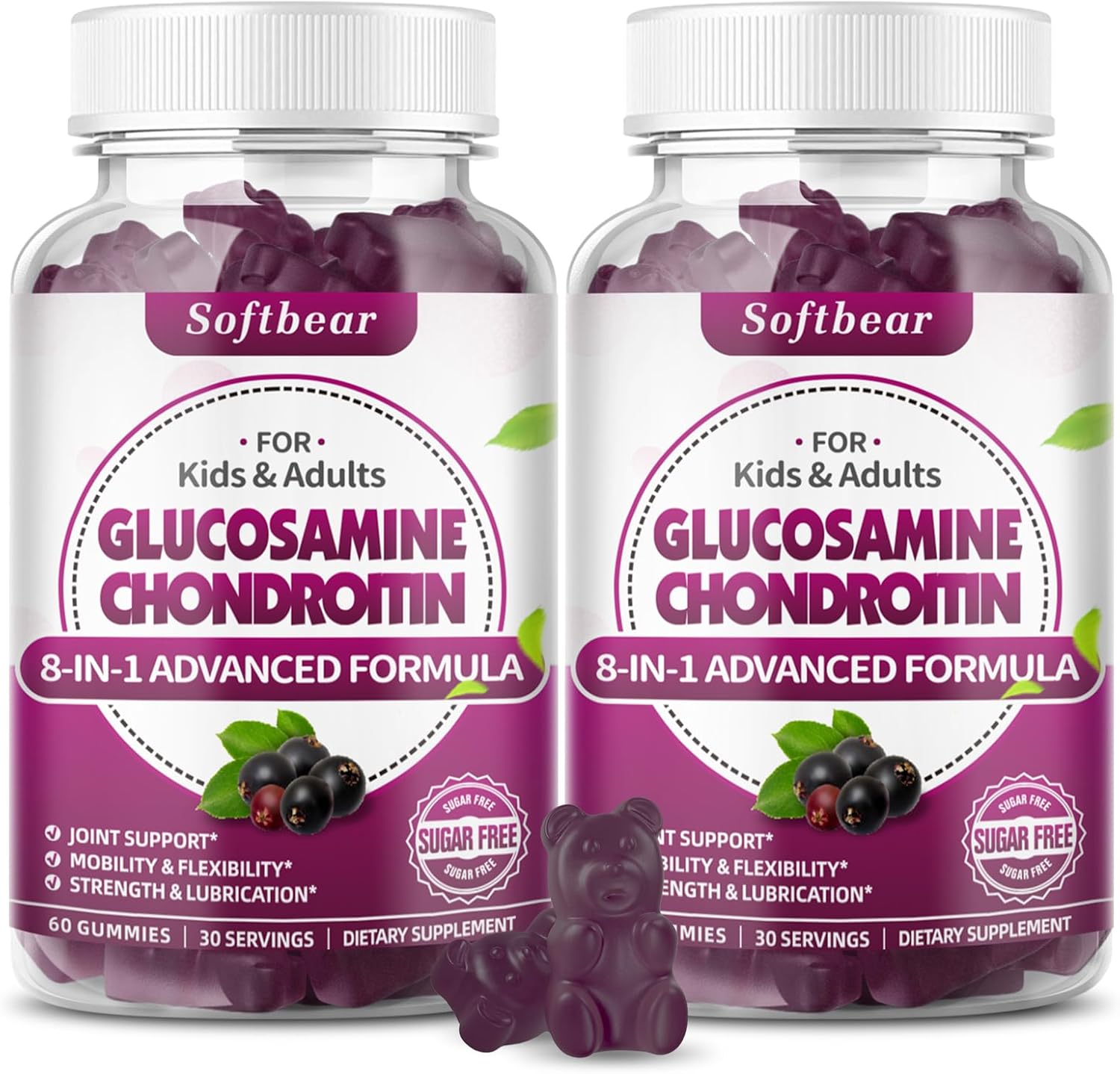 softbear Glucosamine Chondroitin Gummies Sugar Free, Extra Strength Glucosamine