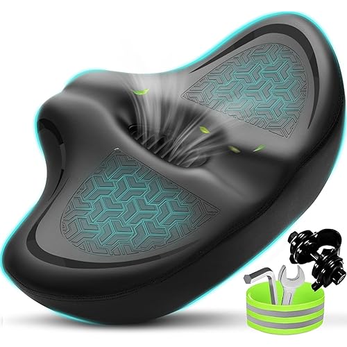 Noseless Bike Seat Cushion for Men & Women - Extra Padding & Comfort Wide Bicycle Seat, Oversized Comfortable Saddle for Peloton Bikes, Exercise Bikes, Electric Bikes, Cruiser Bikes