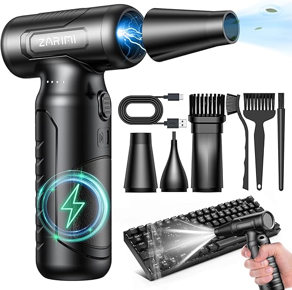 Electric Compressed Air Duster - 33, 0000 RPM High-Speed Air Blower Gun, Rechargeable Mini Turbo Fan Cordless for Keyboard, PC, Car, Home & Outdoor Cleaning Dust, Replaces Compressed Air Cans
