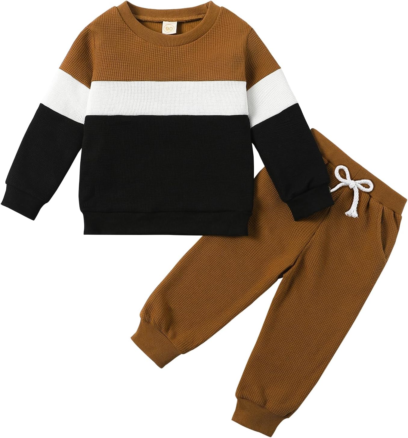 Kid Toddler Boy Clothes Color Block Sweatshirt and Casual Pants 2Pcs Boys Fall Winter Outfits 1-5T
