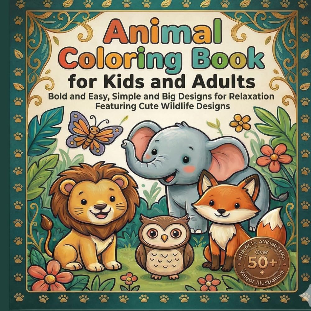 Animal Coloring Book for Kids and Adults: Cute, Relaxing & Easy Wildlife Designs