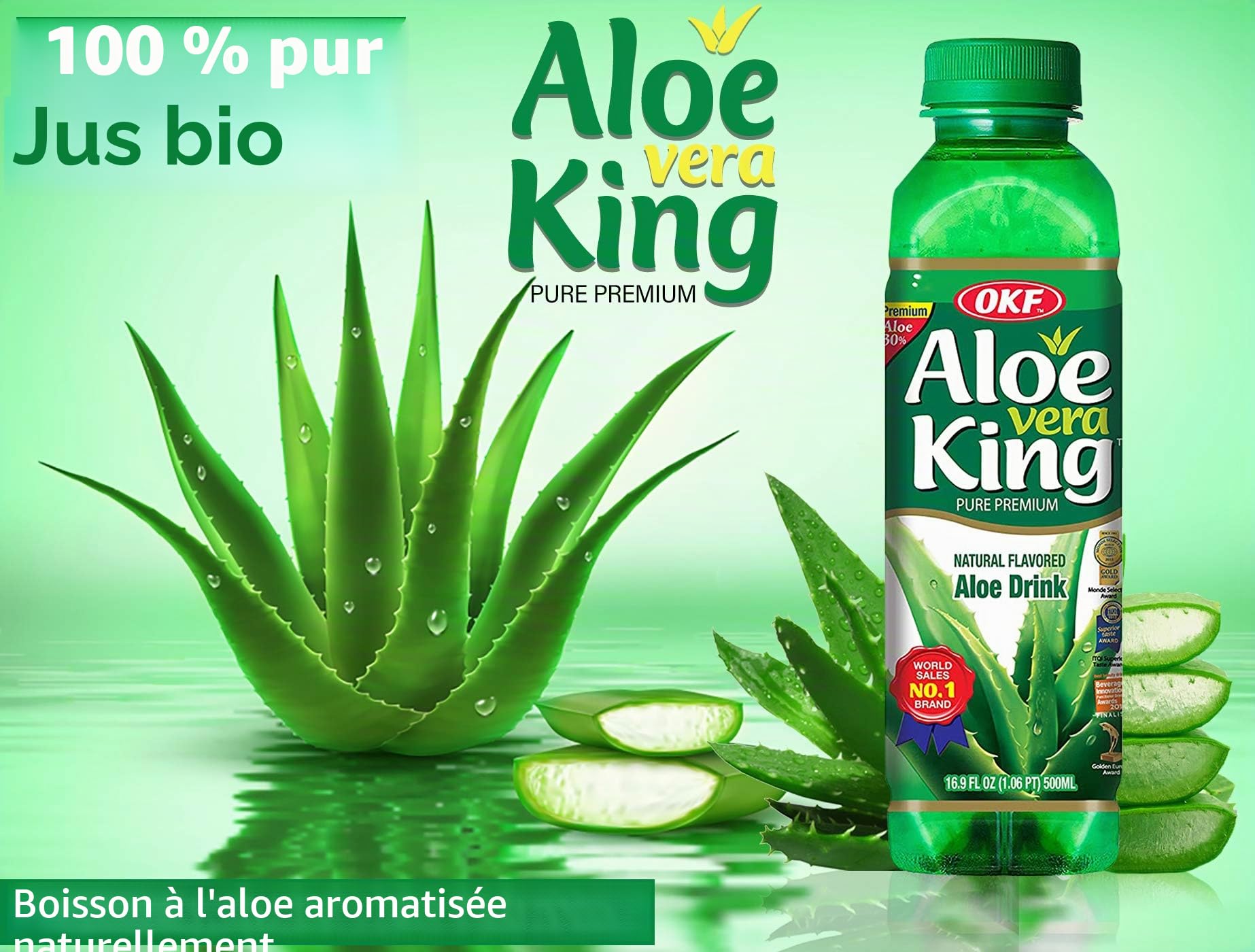 OKF Aloe Vera King Drink, Original, 500 ml (lot de 12)