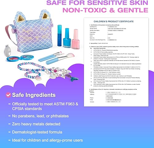 Miniatura 2 de Kit de maquillaje de sirena para niñas y niños pequeños, juguetes de sirena para edades de 3, 4, 5, 6, 7, 8 años, cumpleaños, bolso para niñas, no