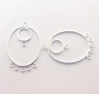 8 Pcs 44X29mm Bali Chandelier Earring Finding Sterling Silver Plated