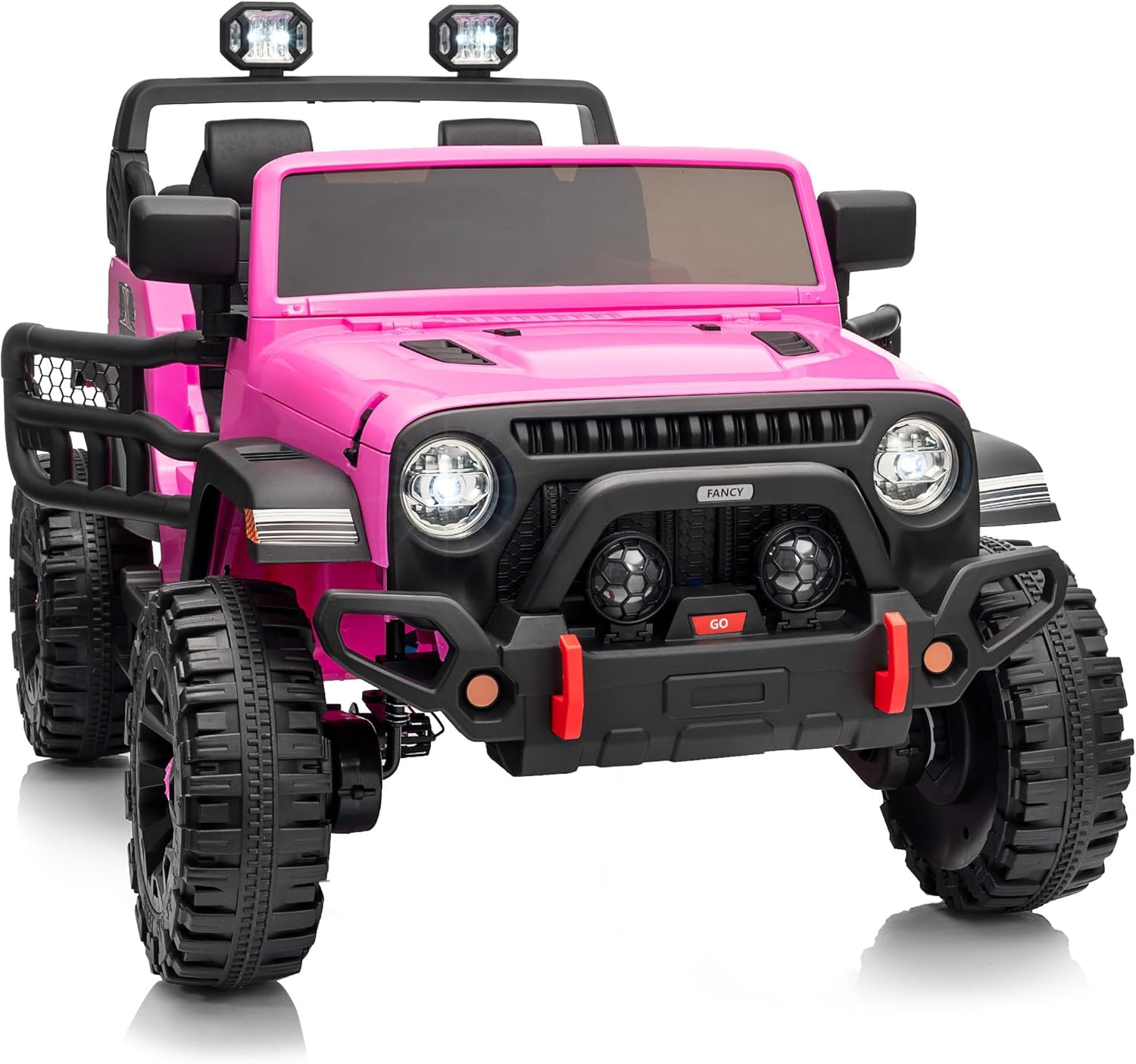 Hikiddo 2 Seater Ride on Car for Kids, 12V Electric Car Ride on Toy for Kids Age 4-8 w/Remote Control, Capacity 150lbs - Pink
