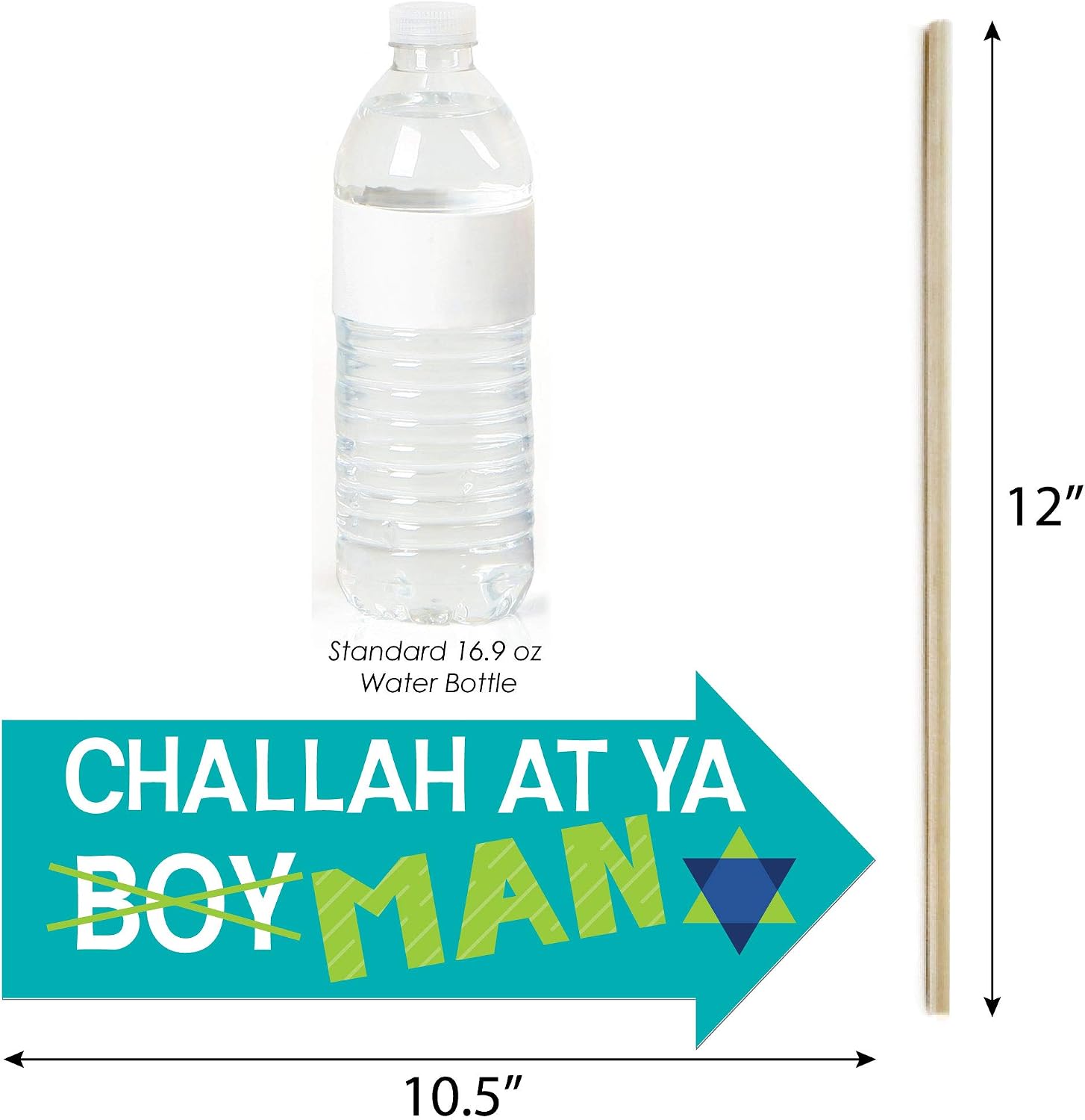 Funny Blue Bat Mitzvah - Boy Party Photo Booth Prop Kit, DIY Setup - 10pc | Jewish Boy Holiday Party Decorations, Arrow and Speech Bubble Shapes for Adults or Kids, Prop Sticks Included, USA-made