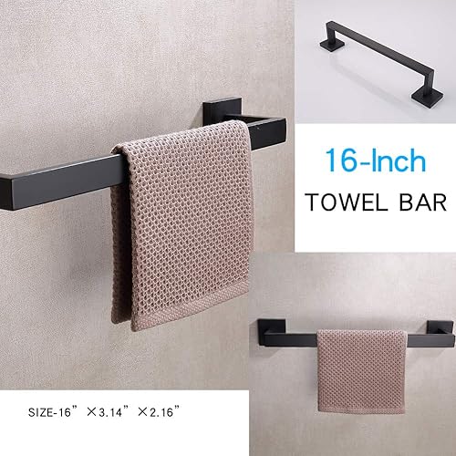 Miniatura 10 de TASTOS Juego de accesorios de baño de 3 piezas de níquel cepillado montado en la pared, juego de accesorios de baño de acero inoxidable de alta