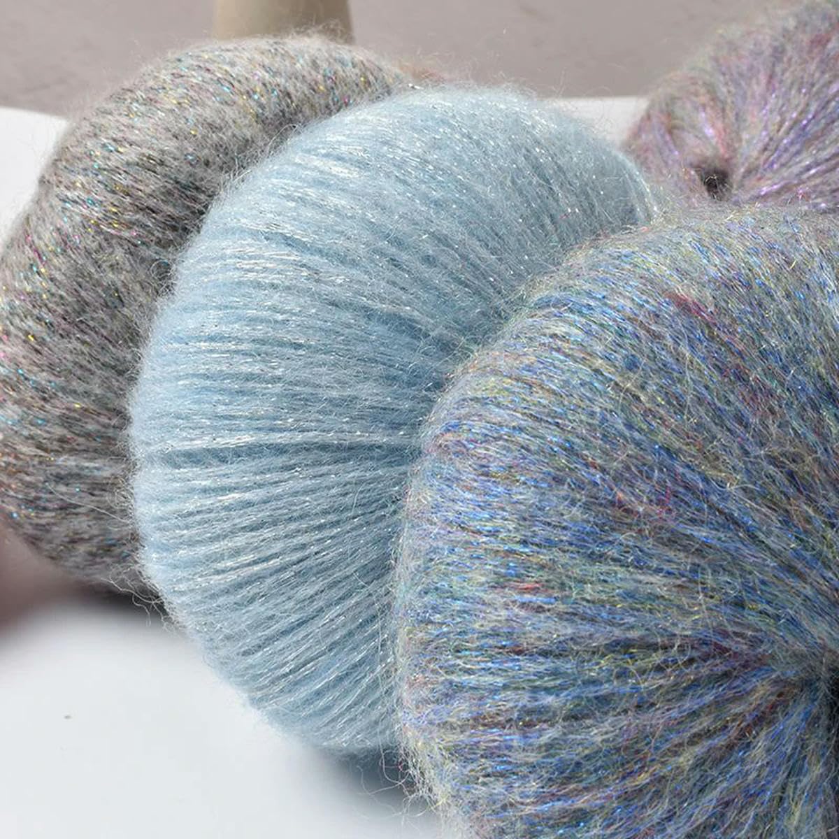 Filato 25g/Pallina Mohair Scintillante Lana Morbida Filato per Maglieria Fai da Te Fatto a Mano Maglione Scialle Cappello Uncinetto Cucito Forniture