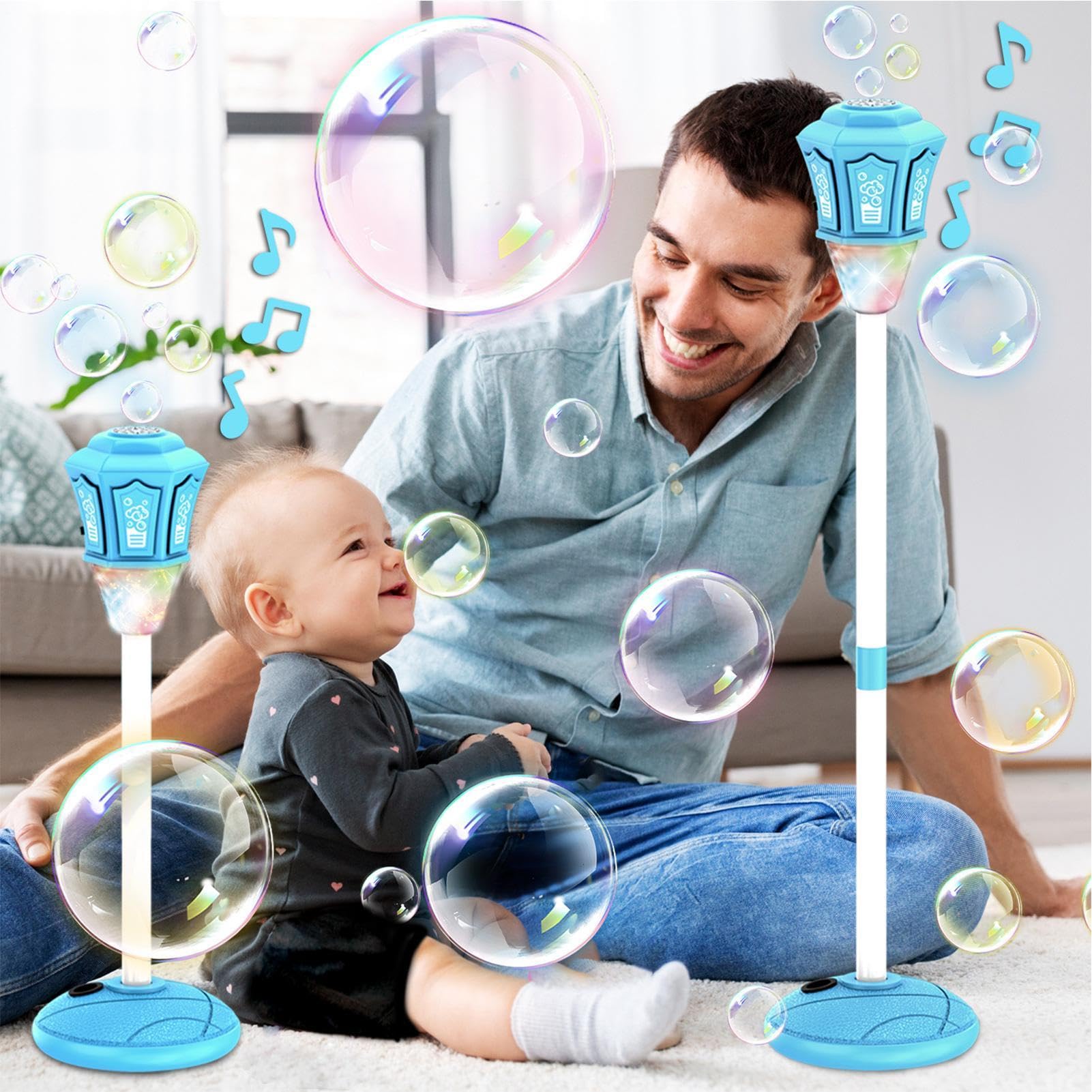 Macchina Bolle di Sapone in Piedi con e Musica Giocattolo da Esterno per | Macchina Regolabile in Altezza da 53 a 119 cm Per Feste All'Aperto Giochi Estivi Prato Matrimonio Giardino e