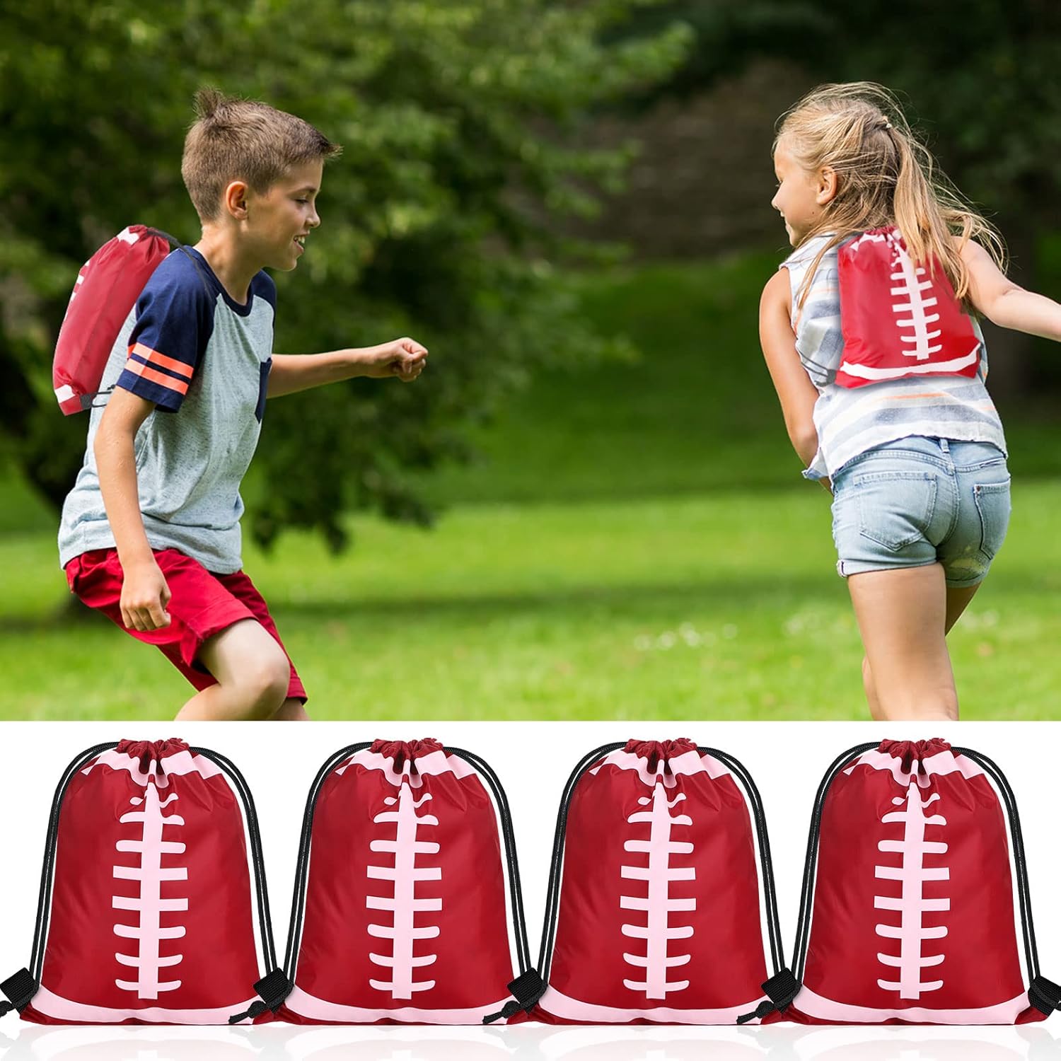 Shappy 12 Pieces Football Drawstring Bags Bulk Small Sport Goodie Bags Snack Treat Backpack for Ball Birthday Party Favor Team Gifts(10 x 12 Inch) - Image 7