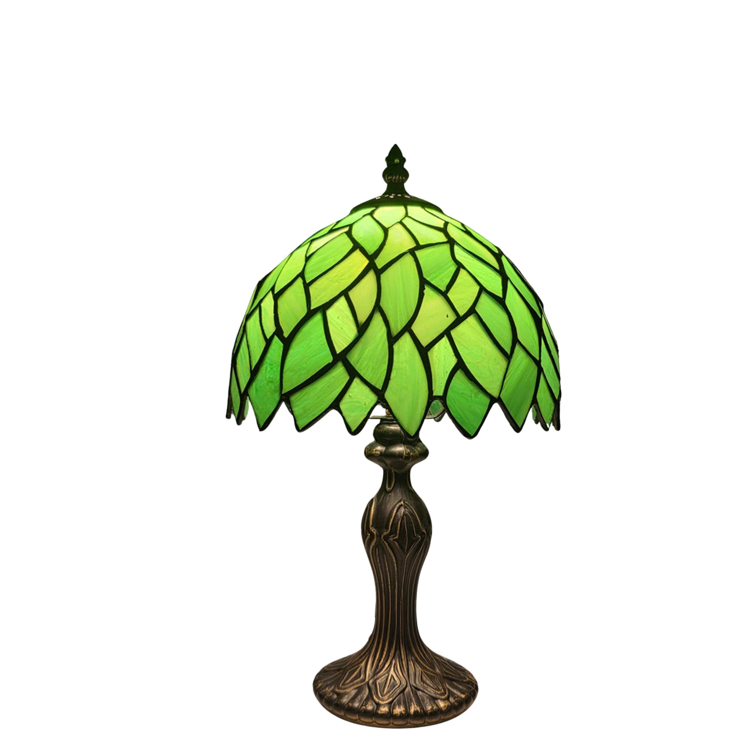 MaxSell 8 Inches Tiffany Style Table Lamp Hand Crafted Dome Shape Green Stained Glass UK