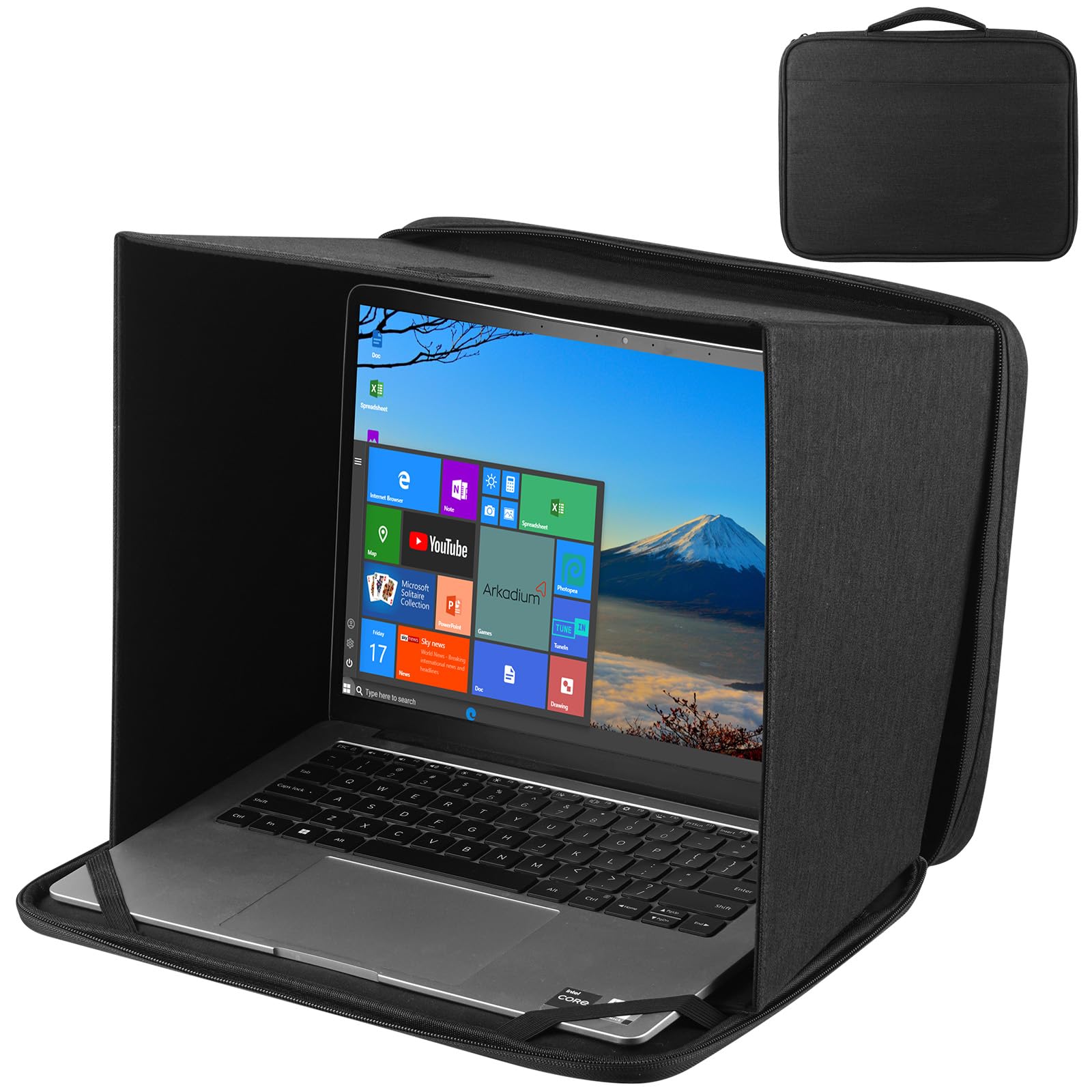 HoYiXi Parasol universal para portátil para trabajar al aire libre, protección solar que refleja la luz solar para MacBook/Hp/Dell/Acer/Asus PC de 15-16 pulgadas, color negro