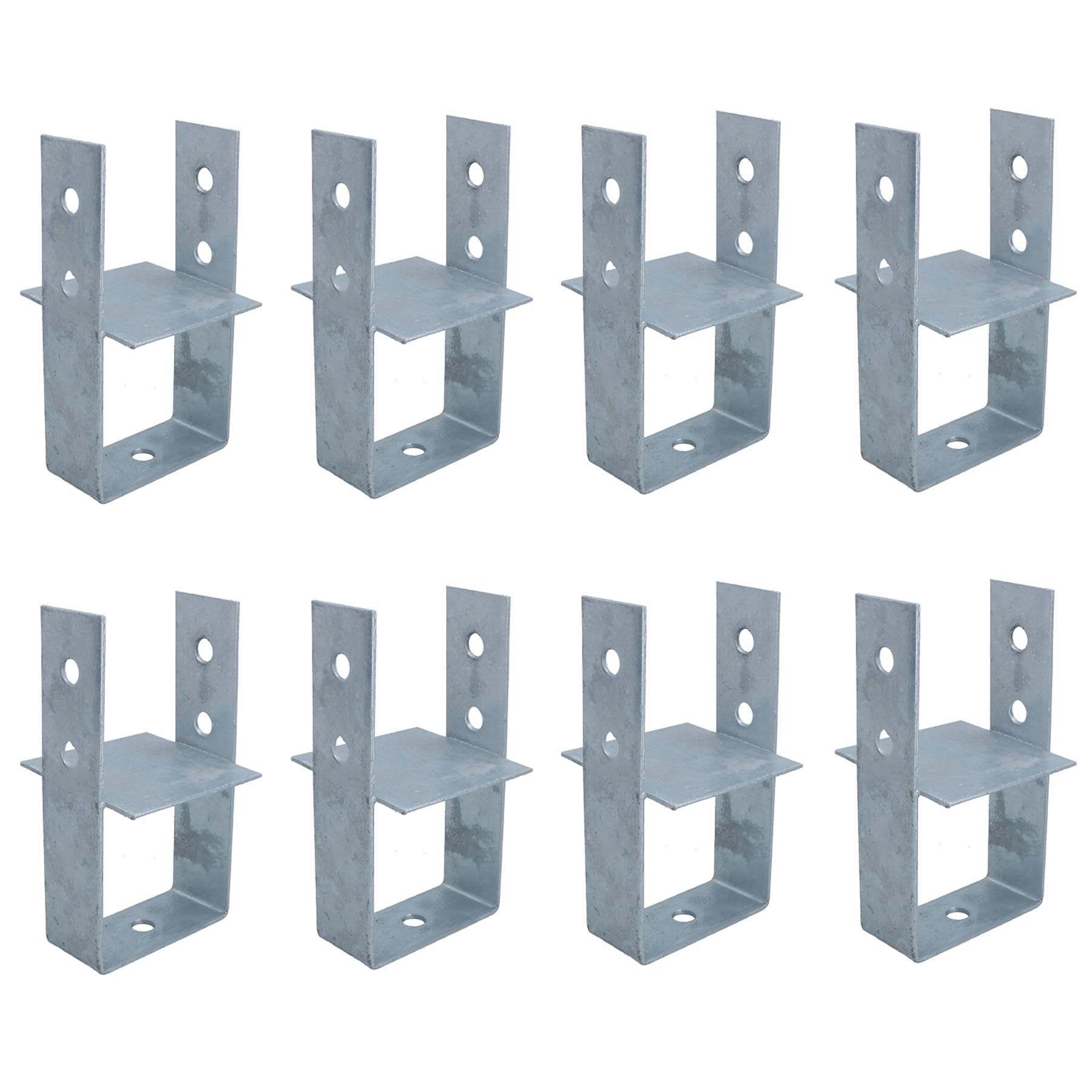 Concrete in Wooden Post U Support Base Bracket 100 x 100mm Decking 8PK