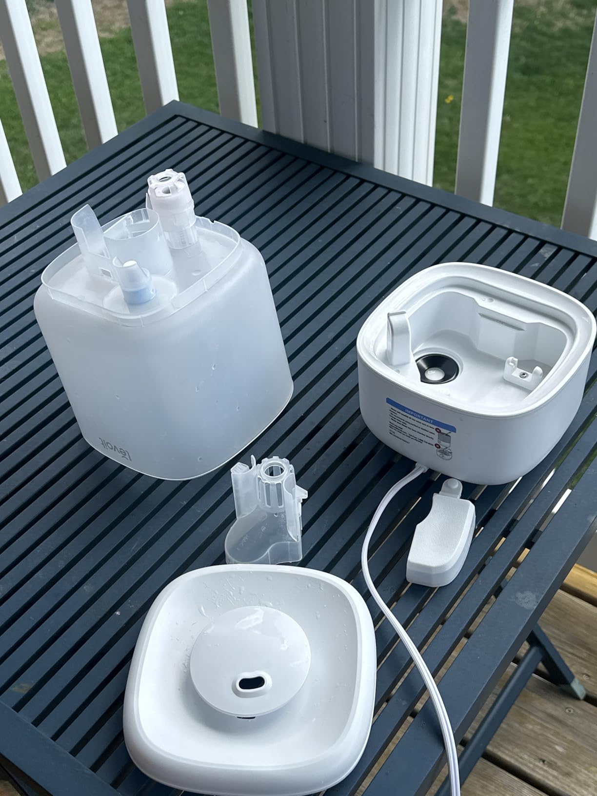 Levoit humidifier disassembled for cleaning