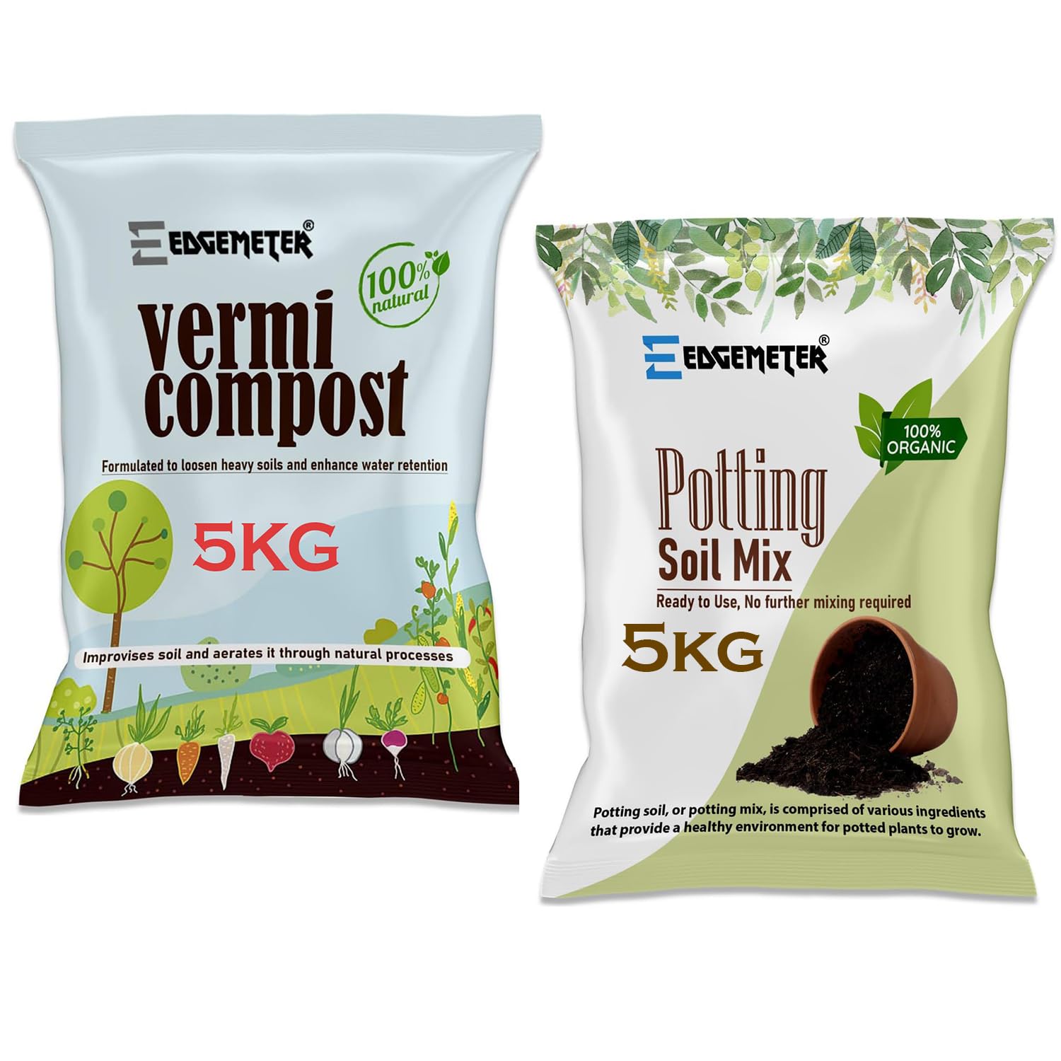 EDGEMETER vermicompost for Plants 5kg and Organic Potting Garden Soil Mix for Plants 5Kg (Pack of 2) (B0D11273BB) Amazon Price History, Amazon Price Tracker