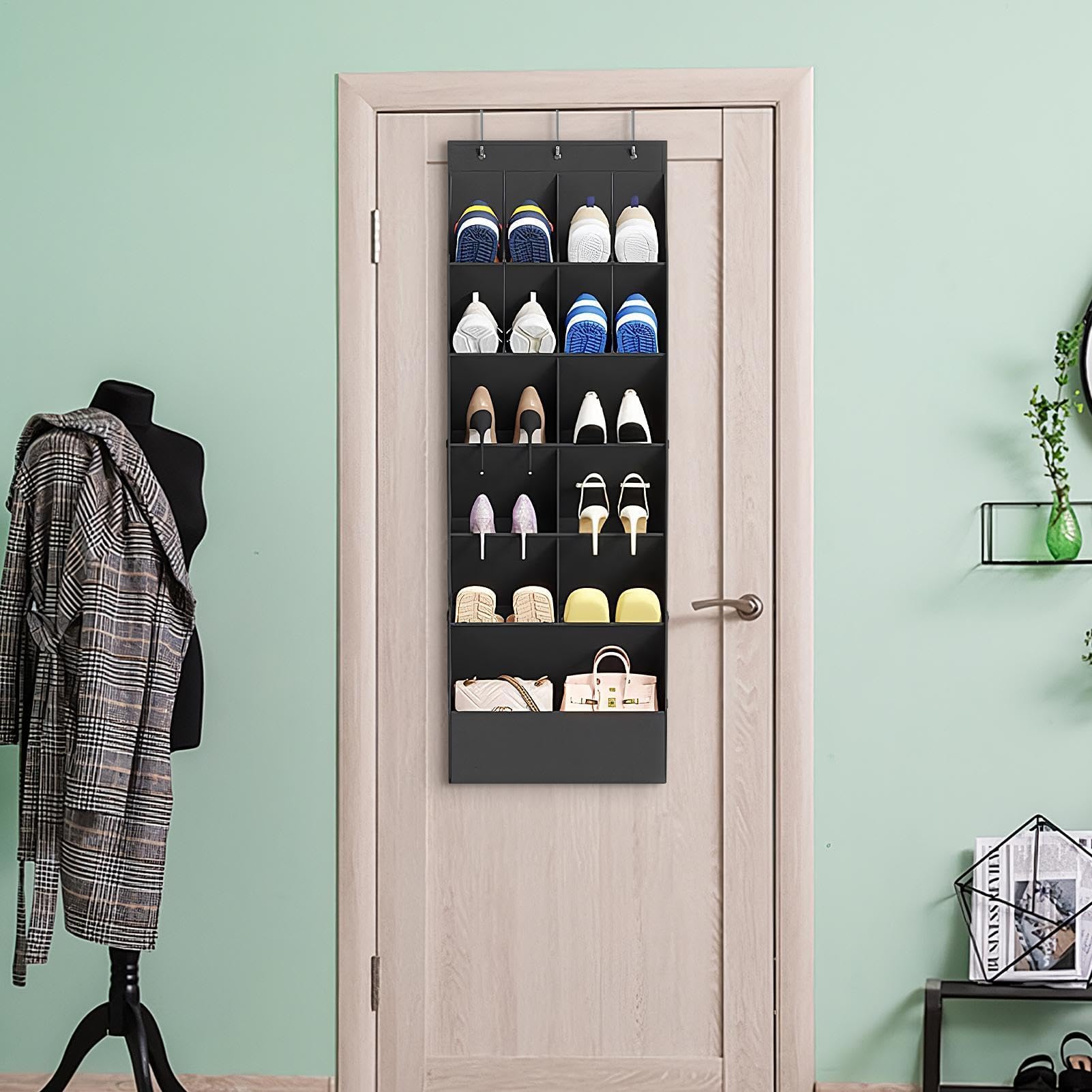 Organizador de zapatos para puerta, 11 bolsillos, gran capacidad, solución de almacenamiento Oxford para organización del hogar, ideal para familiares y amigos, accesorio de armario que ahorra espacio
