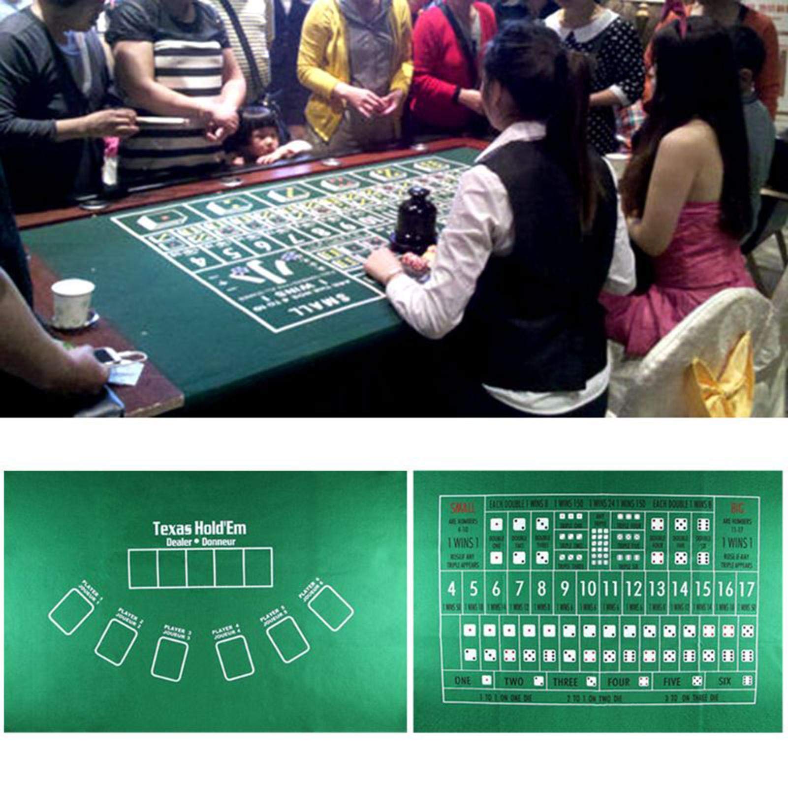 Texas Hold'em Poker-Matte, tragbar, faltbar, für Kartenspiele, glatte Premium-Oberfläche, Geräuschreduzierung, für Kartenspiele überall, 60 x 90 cm, Grün