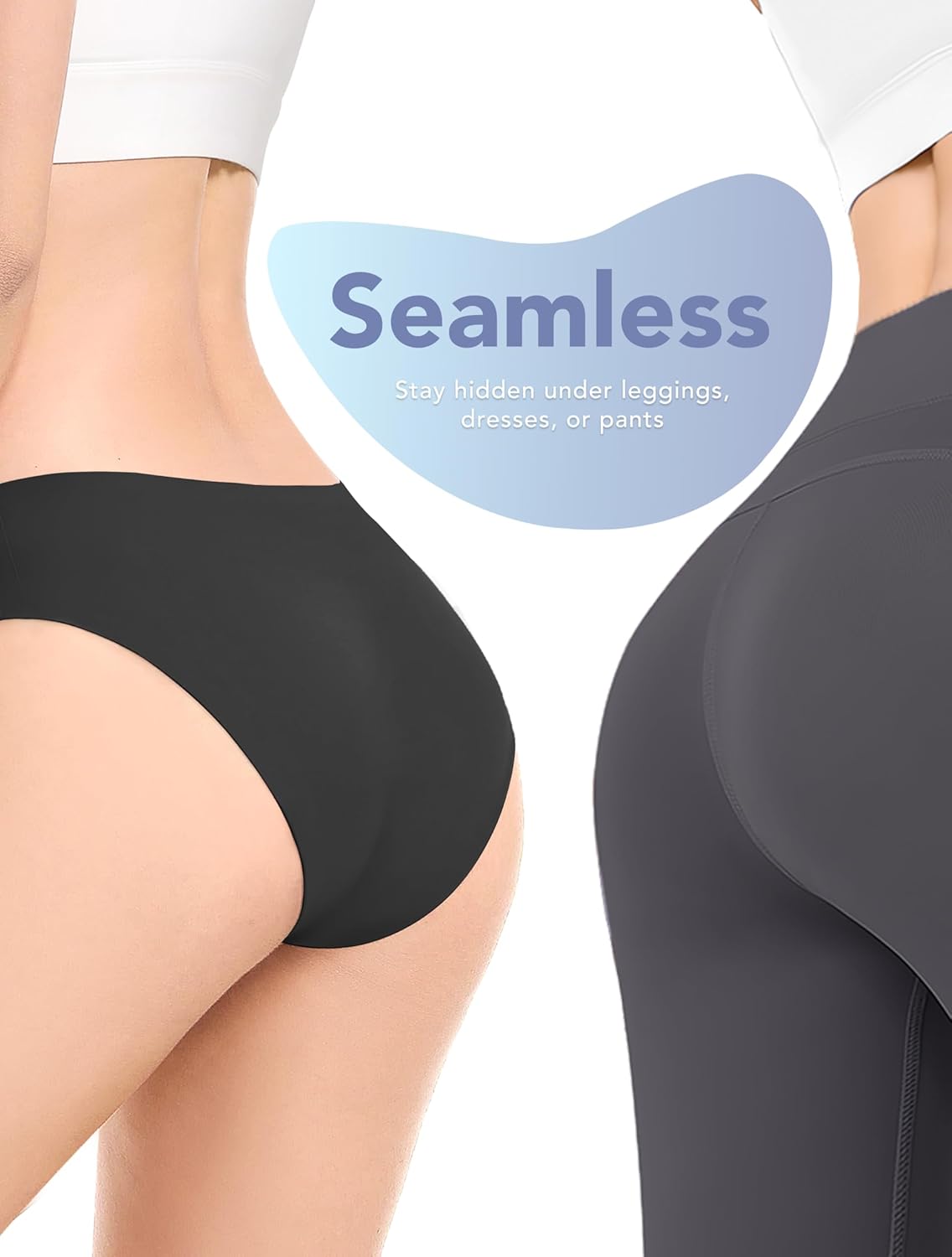 TIICHOO Period Underwear for Women Seamless Leakproof Bikini Regular Absorbency Period Panties 5 Pack - Image 6