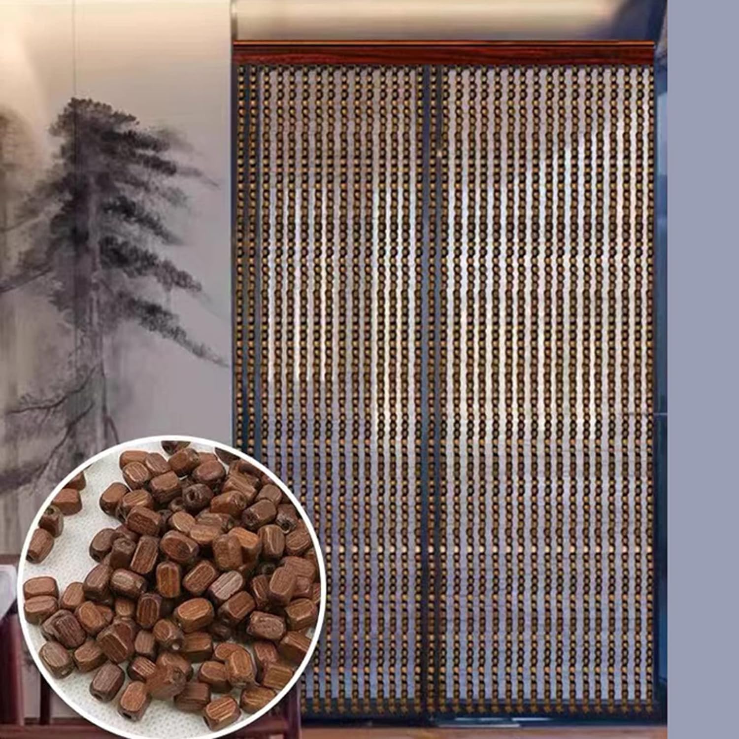 Zasłona z koralików bambusowych – naturalny wiszący parawan do sypialni, salonu, kuchni i przedpokoju – 80 pasm, 80 x 200 cm,cja chroniąca przed muchami