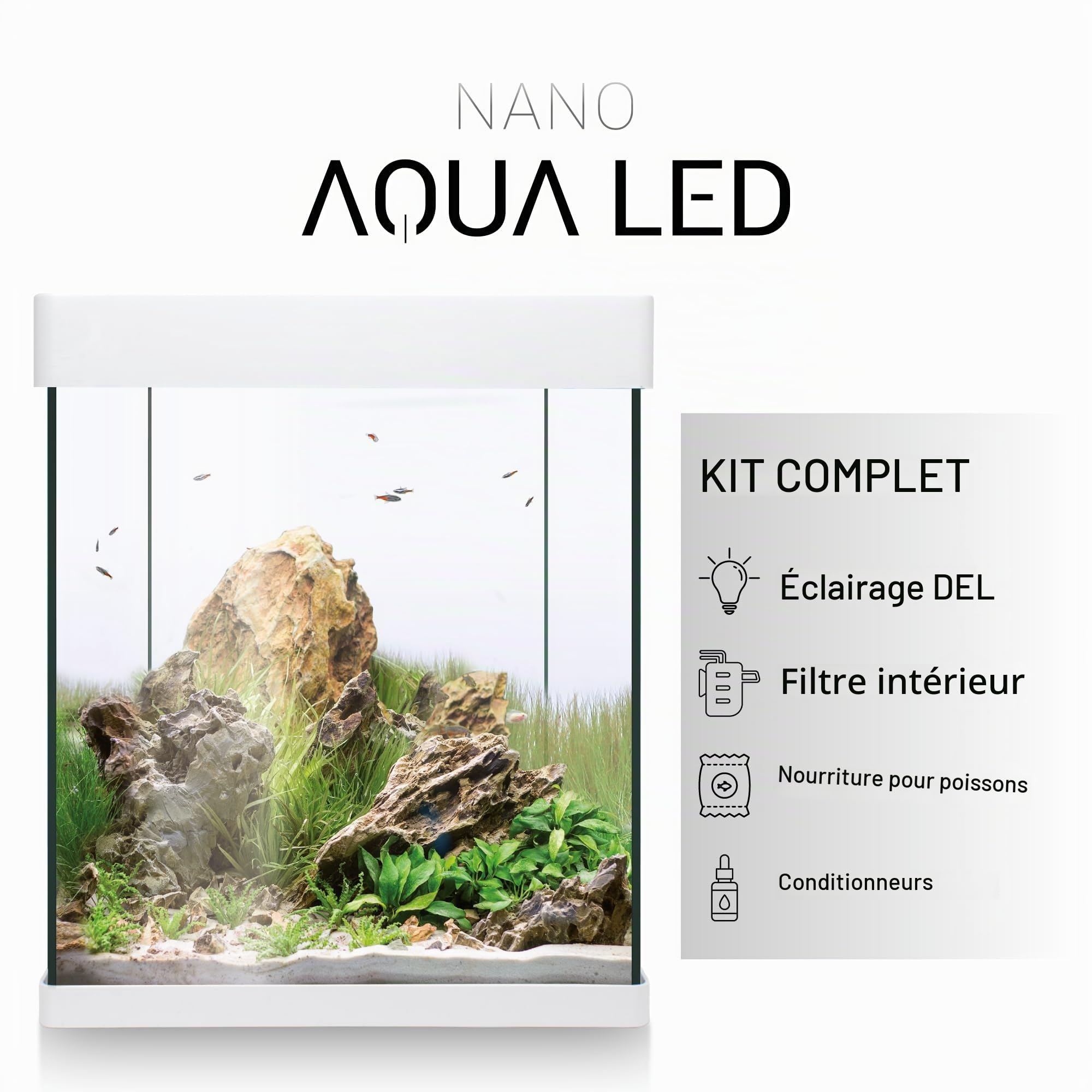 ICA KNA30 Nano Aqualed Crystal Kit Aquarium Blanc