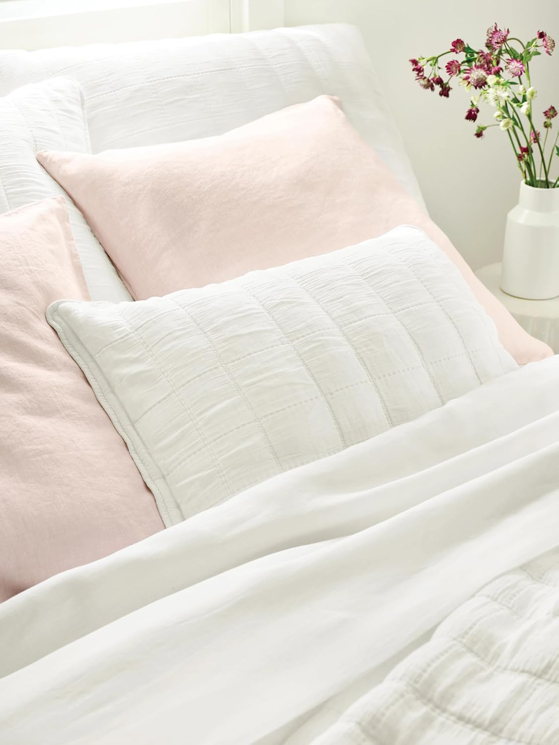 Pine Cone Hill Monet White Quilted Sham, Standard Size, White Solid Pattern