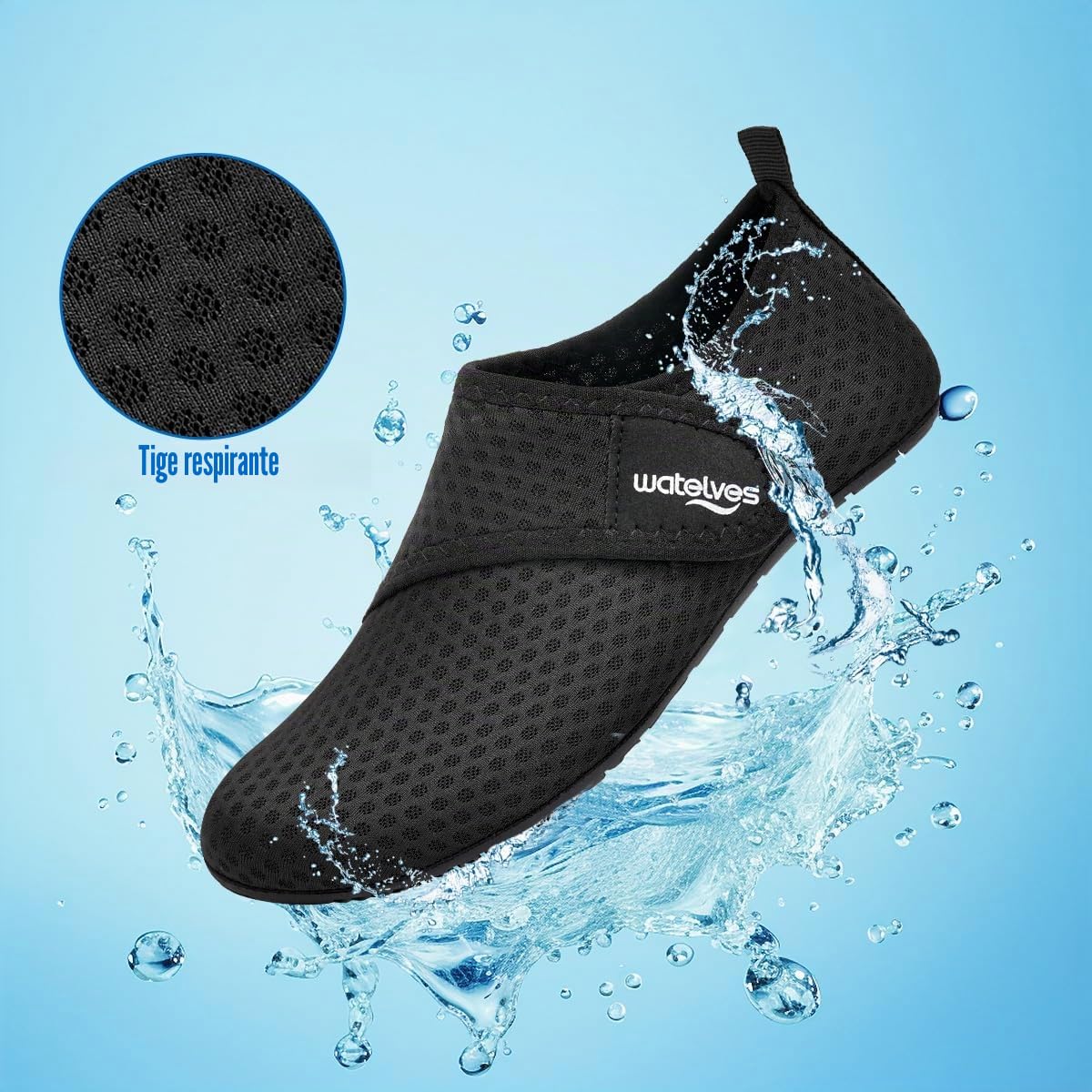 WateLves Chaussures de Bain d'eau Femmes Hommes Natation Plage Aquatiques Séchage Rapide Respirable Surf Piscine Plage Unisexe