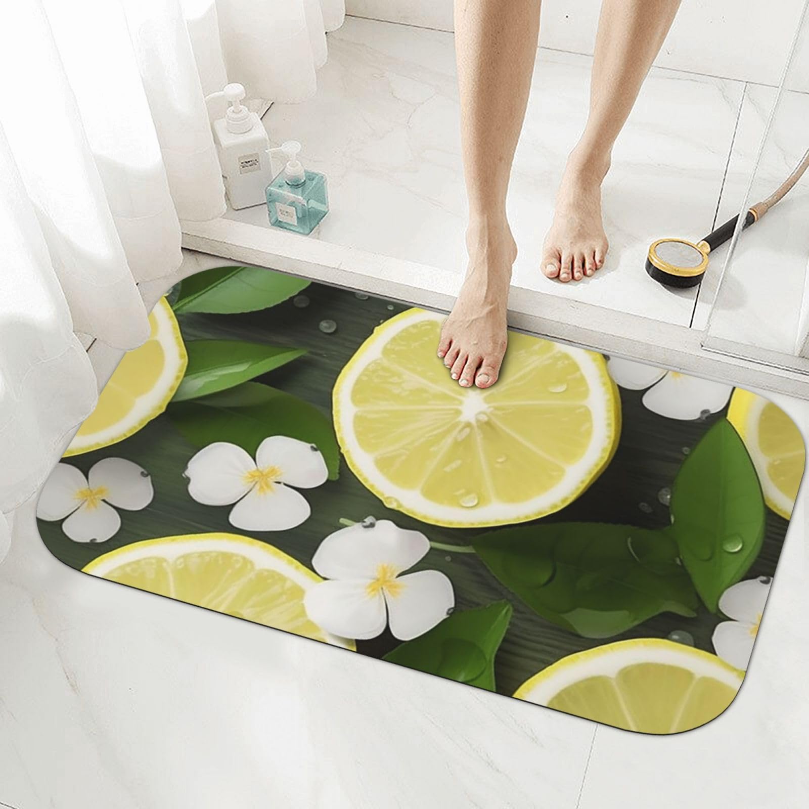 Tapis de bain en pierre de diatomée premium style épuré et absorbant 50 x 80 cm