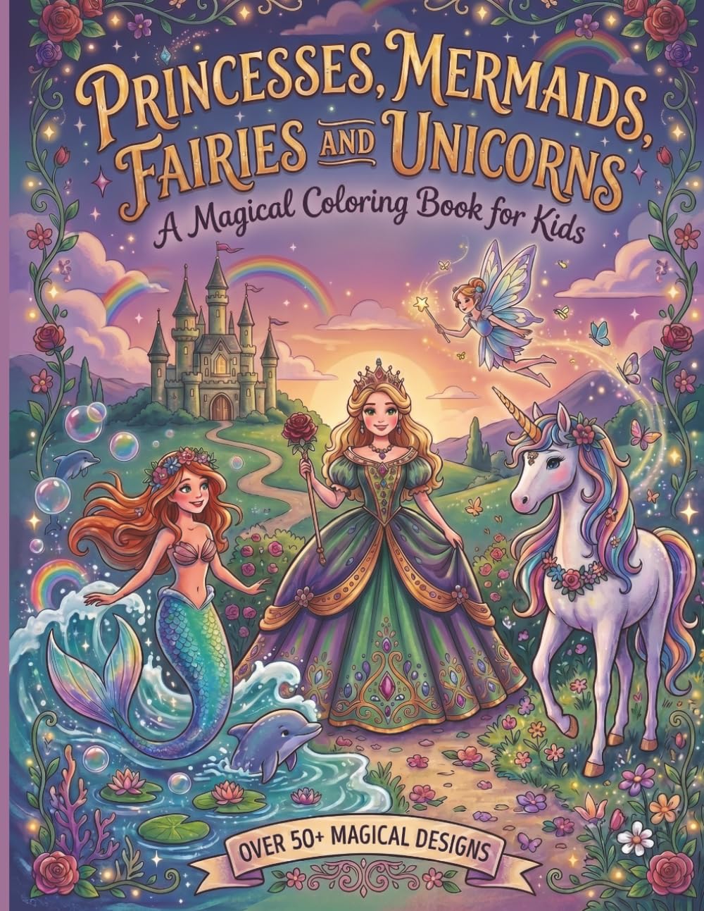 Princesses, Mermaids, Fairies and Unicorns: A Magical Coloring Book for Kids