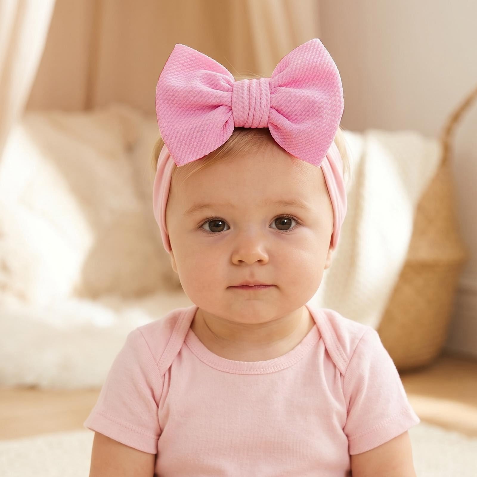 Große Schleifen für Babys, Mädchen, dehnbare Nylon-Stirnbänder, übergroße Haarschleifen, große Haarbänder, Haarschmuck für Neugeborene, Kleinkinder, Kinder