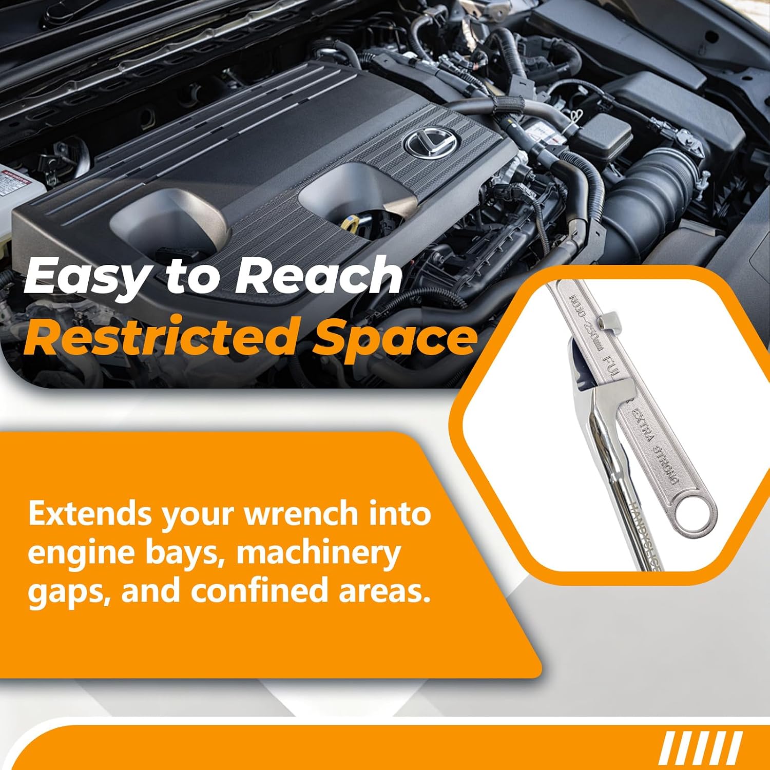 Wrench Extender Tool Bar, 15" Torque Multiplier Wrench Extension with Handle, Fits Most Wrenches, Maximum Leverage for Tight Fasteners, Ideal for Mechanics, Garage Mechanics, Repairmen