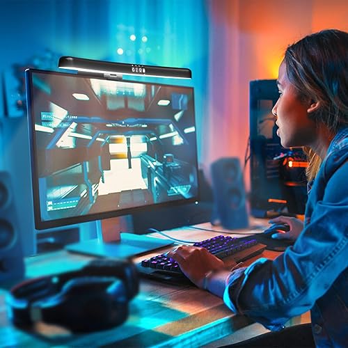 Miniatura 7 de Barra de luz para monitor curvada, retroiluminación RGB, lámpara de pantalla de computadora para cuidado de los ojos, modo de luz dual con control