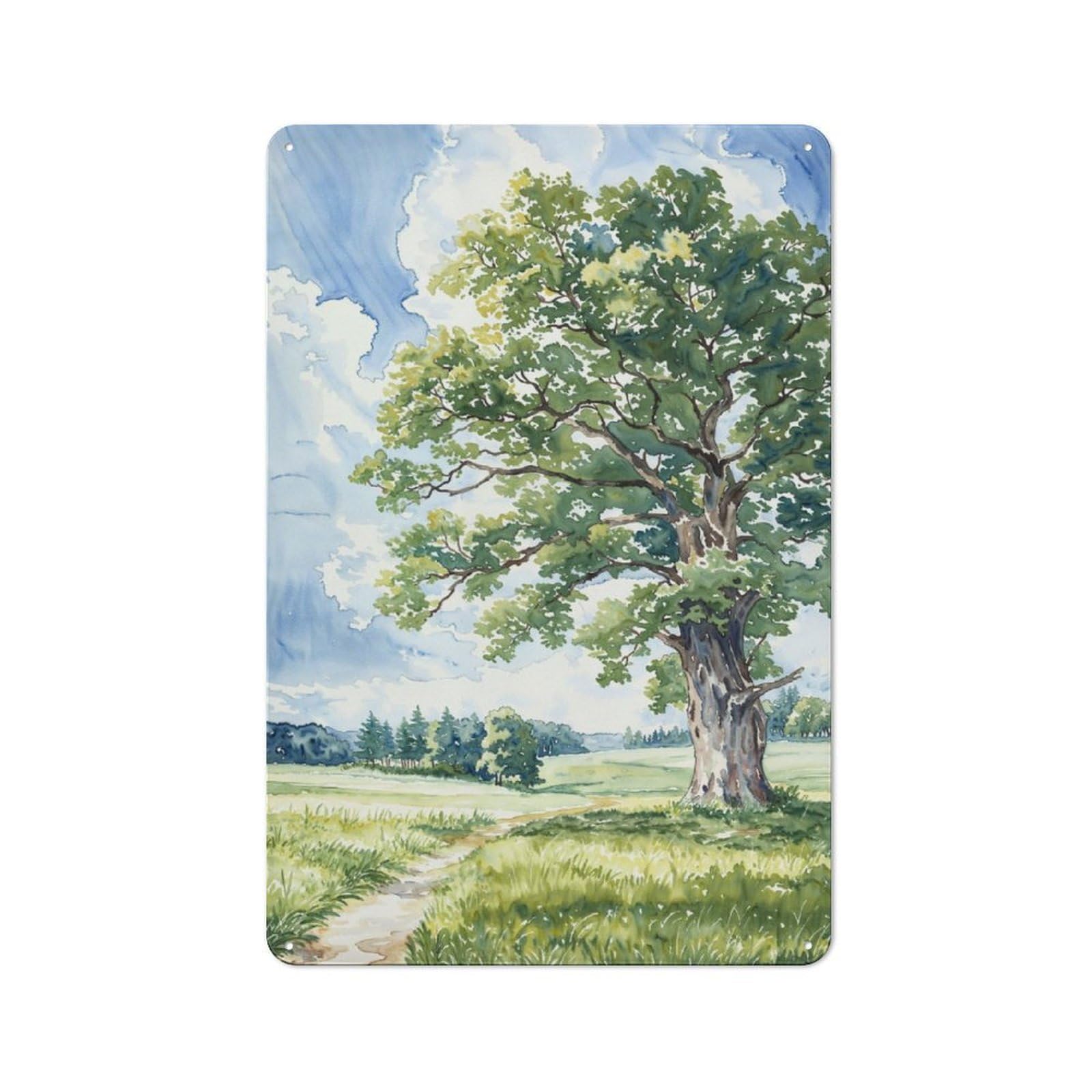 Junmoney Lone Summer Oak Retro Metal Wall Sign 30X20cm With For Garage Wall, A Decorative Metal Sign For Garages And Workshops