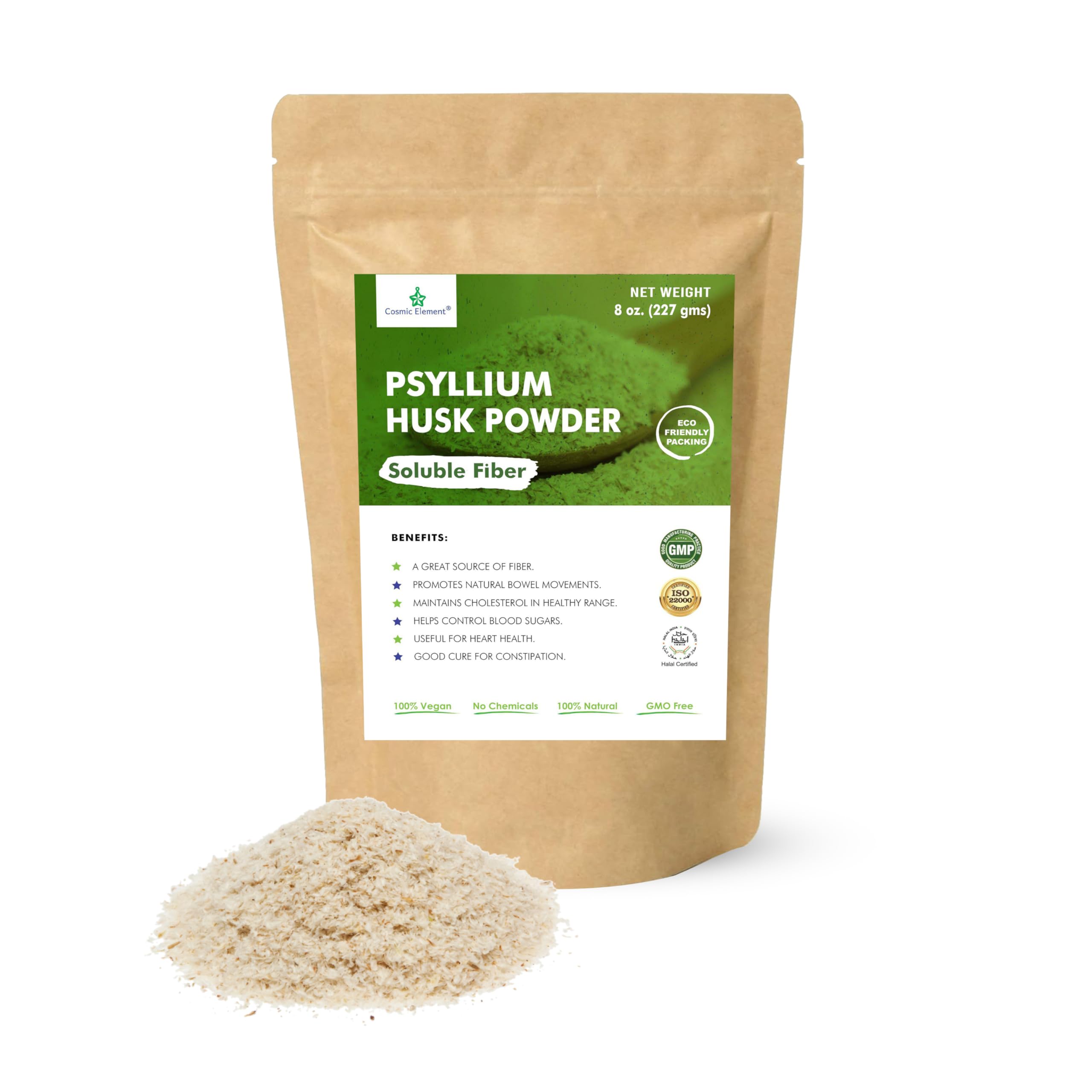 Cosmic Element 100% Pure Psyllium Husk Powder Organic – Finely Ground Fiber Supplement for Regularity & Keto | Psyllium Husk Powder for Baking and Gluten-Free Bread – 8 oz 8 Ounce (Pack of 1)