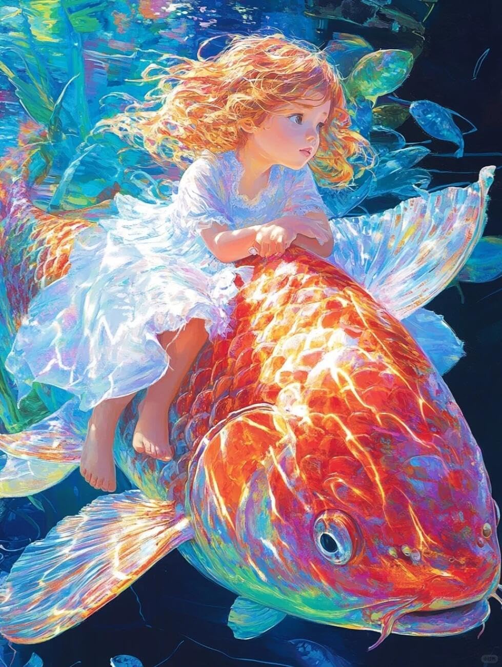 RKFLGEW 14CT Counted Cross Stitch Kits Fantasy Girls and Animals Needlepoint Counted Kits Embroidery Set Arts and Crafts for Home Decor 40x50cm