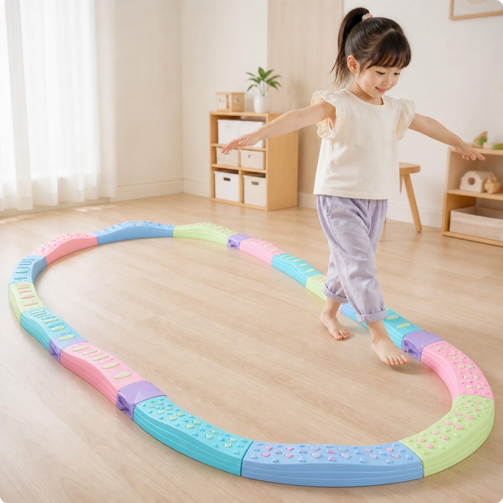 20 Pezzi Percorso di Equilibrio con Blocchi di Supporto Antiscivolo Balance Board Portatile Blocchi Impilabili per attività Sensoriali, Casa, Stile B