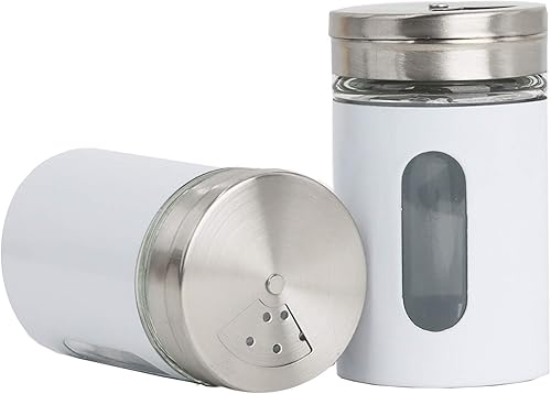 White Salt Pepper Shakers Retro Spice Jars - Juego de 2