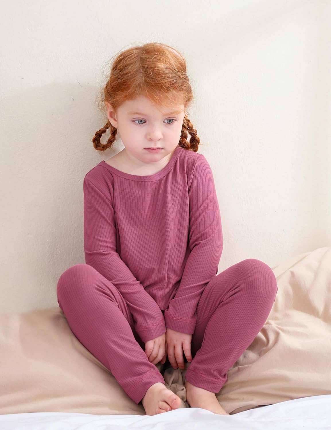 DIPUG Toddler Pajamas Long Sleeve Pajama Set for Kids Girls Pjs Boys Solid Soft Sleepwear 12M-7Y - Image 5