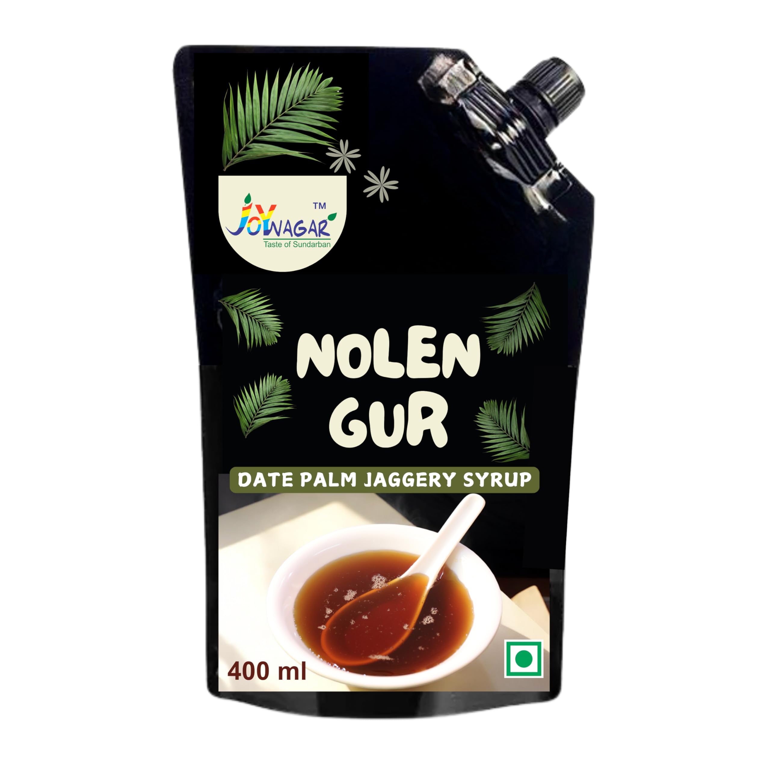 JOYNAGAR BRAND Premium Date Palm Jaggery Liquid (Nolen Gur/Khejur Gur) | Authentic Bengali Nolen Gur from West Bengal | Natural Liquid Jaggery Syrup | 400 ml