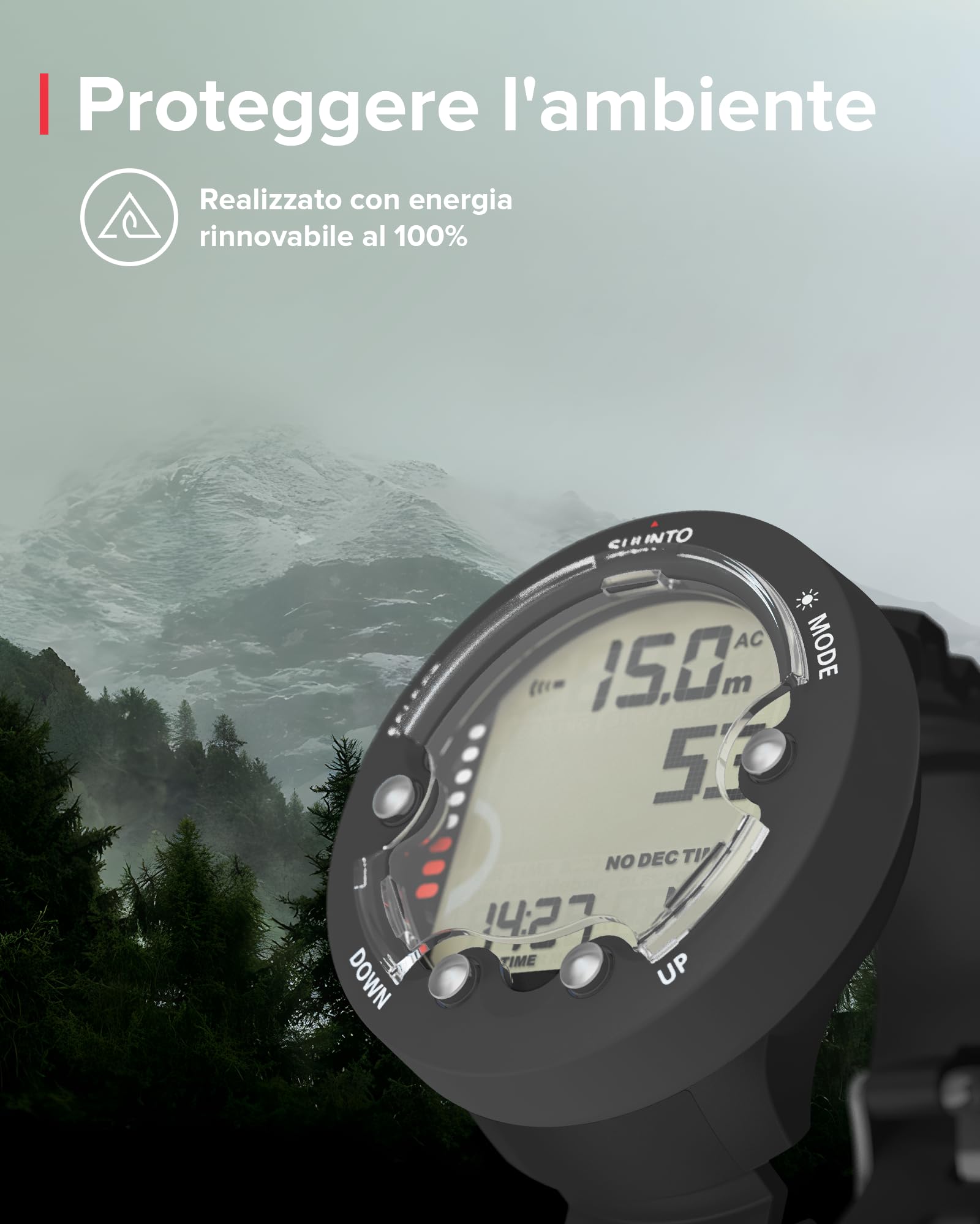 SUUNTO Dive Zoop Novo Orologio Subacqueo Digitale con Ampio Display Retroilluminato, Impermeabile 80 M, Computer Subacquei con Funzioni di Allarme, Meteo, 1,5 Anni di Durata in modalità Scuba