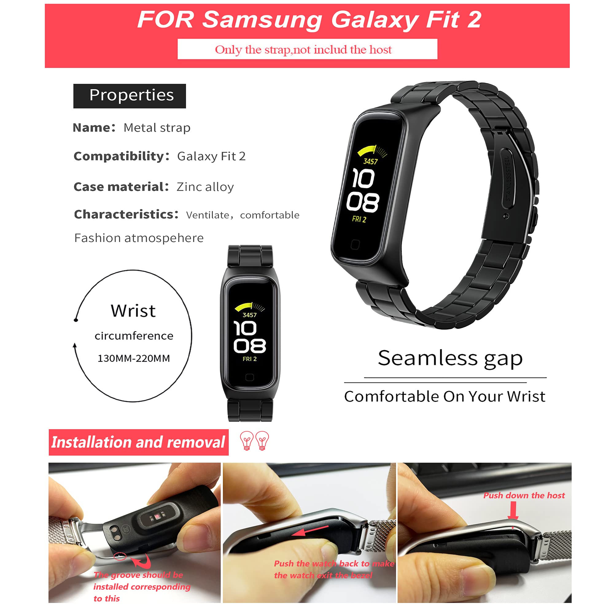 Cinturino INF per Samsung Galaxy Fit 2 SM-R220 TPE Nero nero