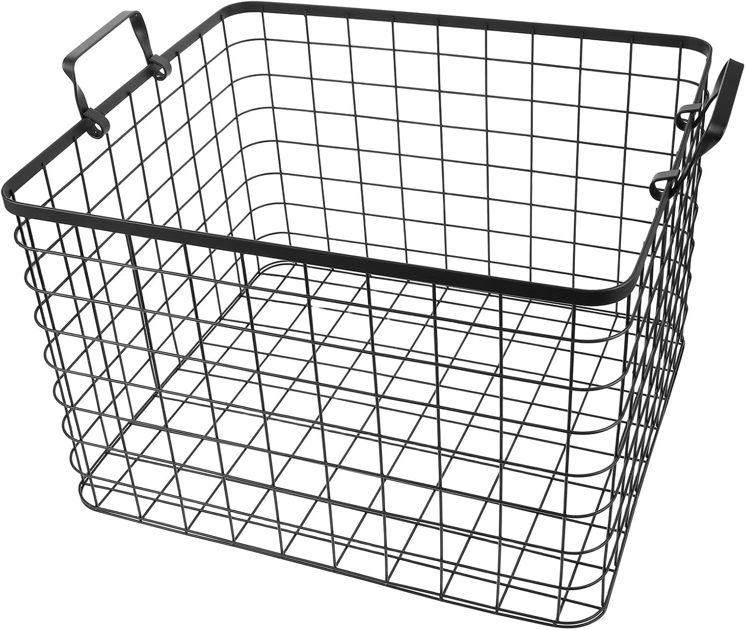 Log Bin Metal Wire Basket Mesh Stackable Utility Storage Bin Charcoal Carrier Rectangular Christmas Fireplace Container For Indoor Outdoor Firewood Kitchen Utility