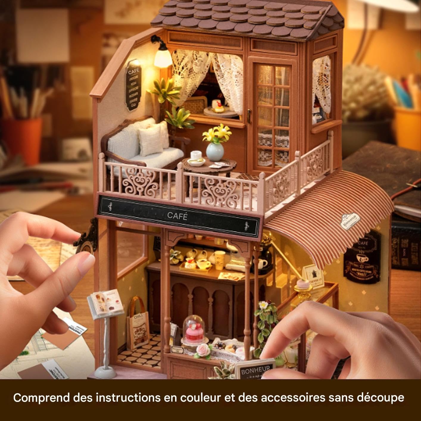 Kit Case in Miniatura per Adulti Giocattoli Artigianali Legno, Arredo | Kit Mini Casa Artigianale Con Copertura Antipolvere Per Adolescenti, Famiglia, , Bambini, Donne