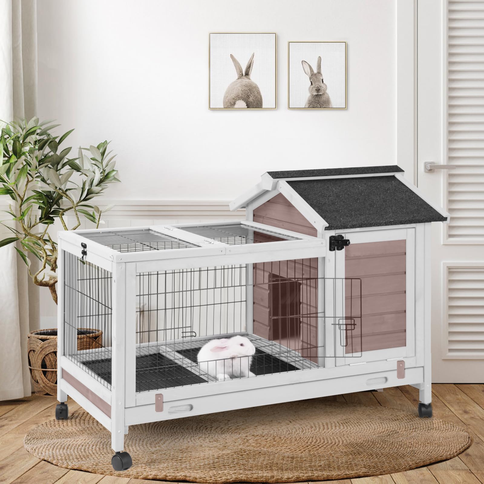 GUTINNEEN Large Mobile Rabbit Hutch